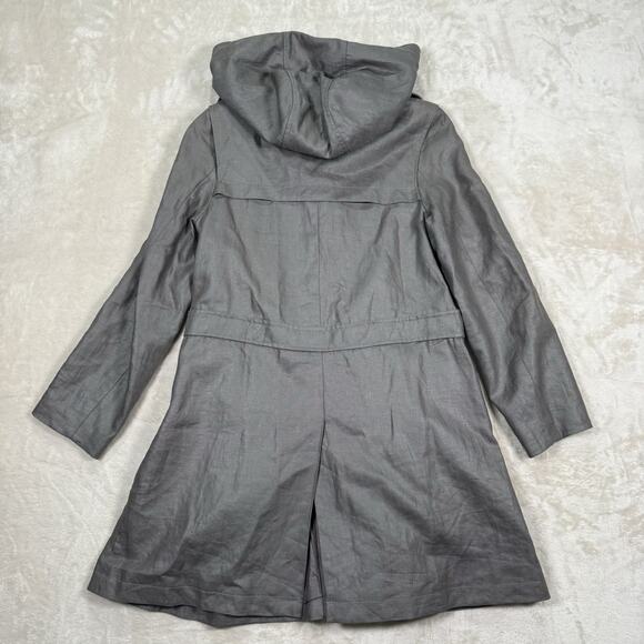 Chloe Gray Linen Hooded Trench Coat Jacket Women’s Size UK 12 US 8 FR 40 - Picture 5 of 12